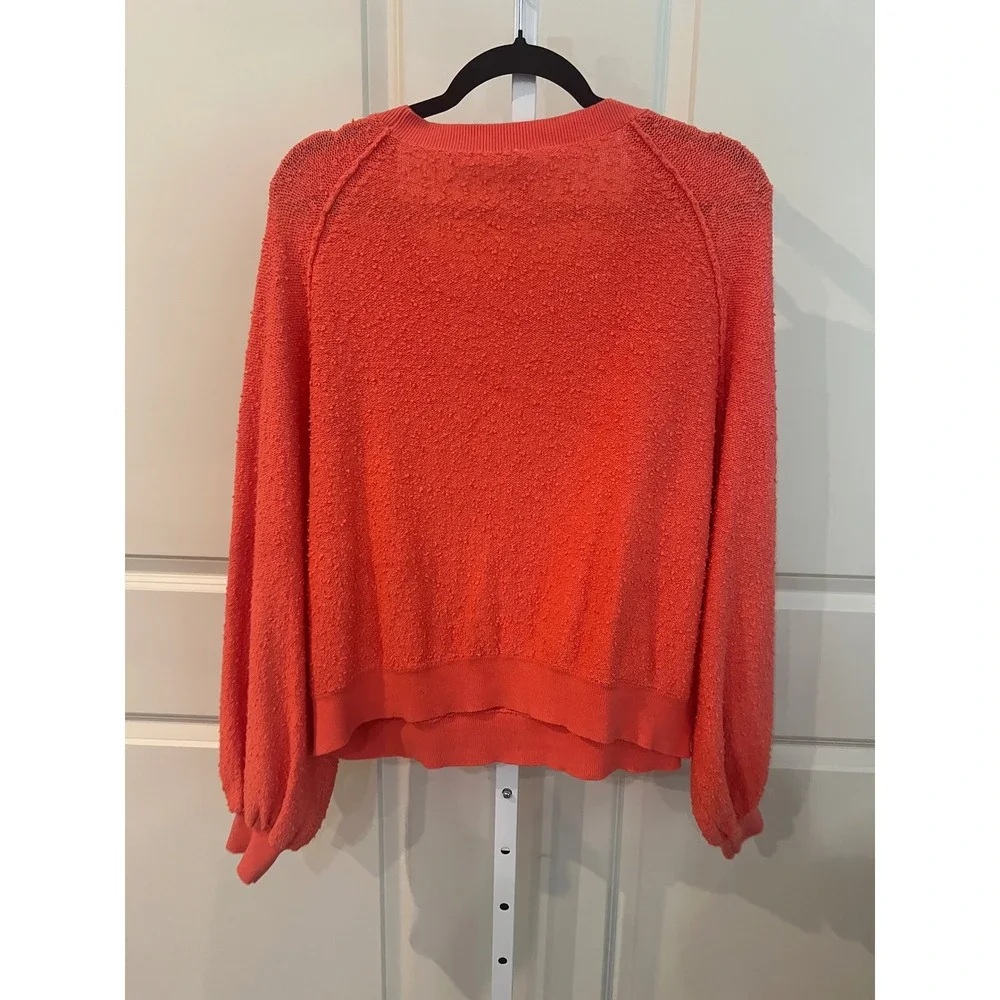 Free People Found My Friend Textured Boucle Pullover Sweater Coral Pink XS